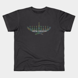 Hanukkah Menorah Wordcloud for Darker Backgrounds Kids T-Shirt